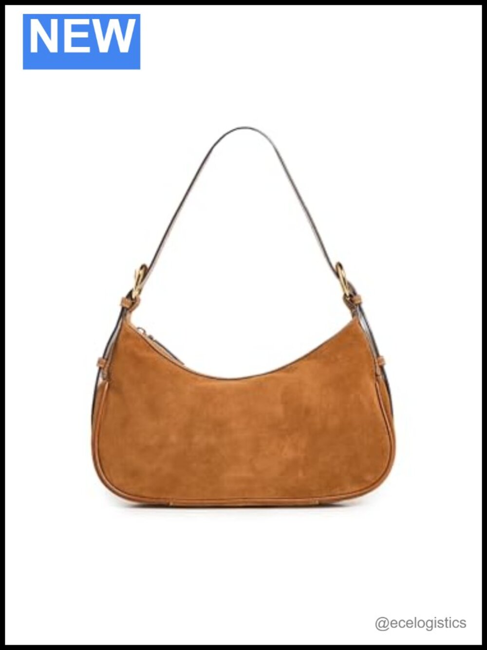 Suede Shoulder Bag Gold Hardware Adjustable Strap